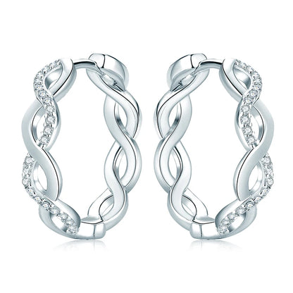 IOGOU Vintage Twisted Hoop Earrings Moissanite D-E 925 Silver 18K Gold Plated Wedding Jewelry for Women Gift Birthday Daily Wear