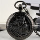 Steampunk Vintage Train Pattern Mechanical Hand-wind Pocket Watch Red Copper Pendant Antique Clock Manual Mechanism Timepiece