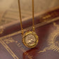 Retro Sterling Silver Necklace For Women's 925 Silver Electroplated 18K Gold Lion Red Treasure Ancient Coin Necklace