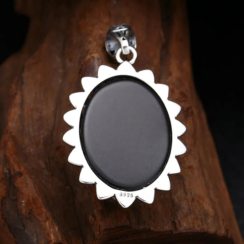 925 Sterling Silver Flower Pendant Thai Silver Antique Finish Vintage Boho Chic Jewelry