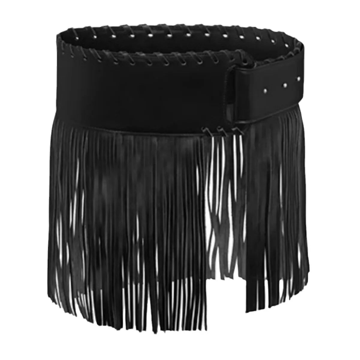 Punk Ladies Tassel Wide Belt Pu Brown Trendy Decorative Belt Nightclub Hot Girl Y2k Personality Motorcycle Trendy Belt