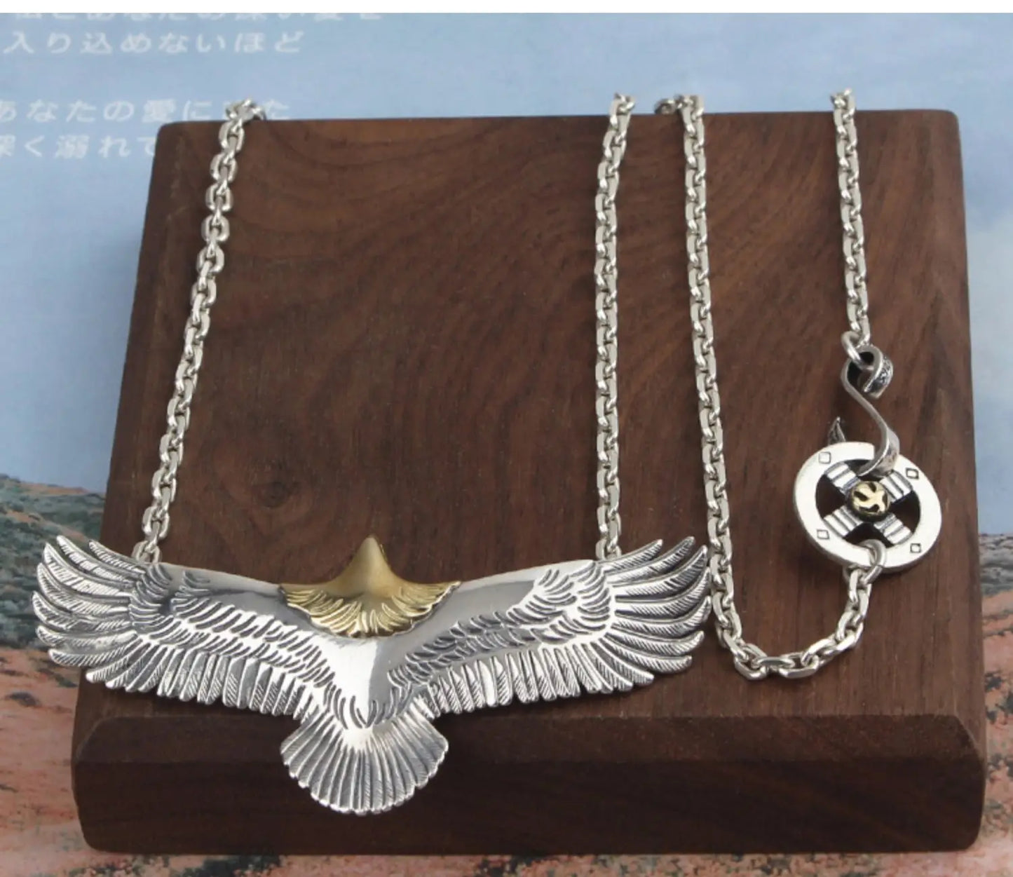 Japanese Style Trendy S925 Sterling Silver Eagle Pendant Necklace for Men and Women Sweater Chain Hip-Hop Punk Style Jewelry
