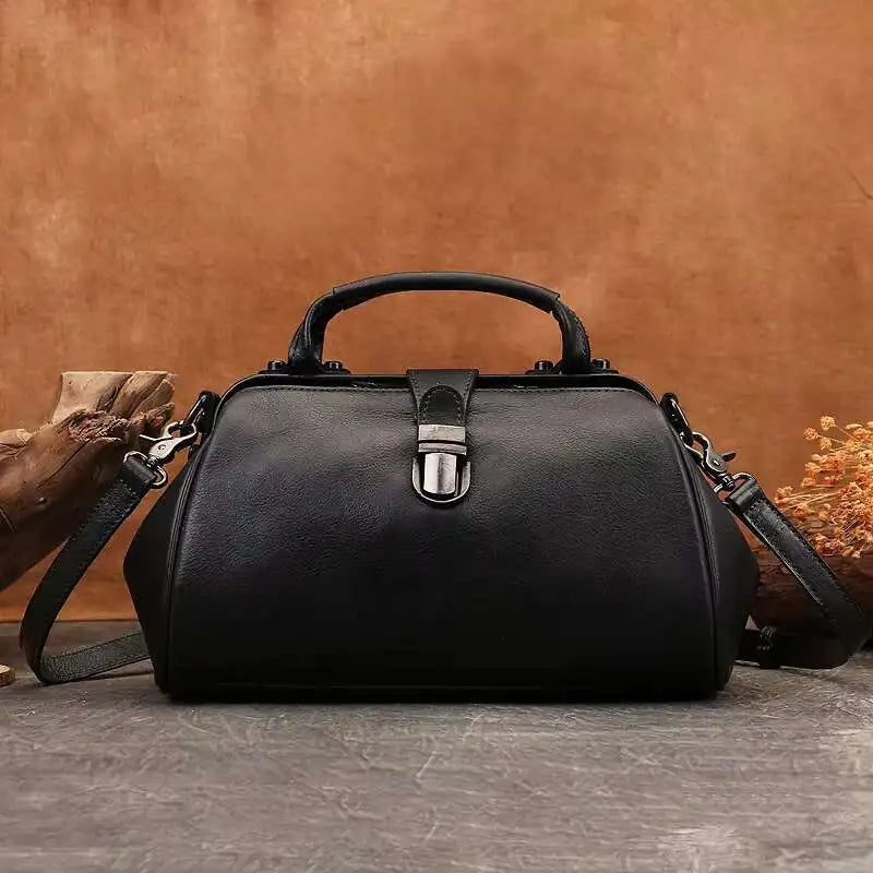 MOTAORA Women's Vintage Genuine Leather Crossbody Messenger Bag with Phone Pocket, Zipper Pockets & Buckle Closure