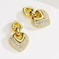 Vintage Heart 18k Yellow Gold Plated Diamond Earrings Silver 925 Jewelry Accessories