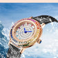 Women Fashion Quartz Watch Light Luxury Brand All Sky Star Leather Strap Diamond Jewelry Crystal Ladies Wristwatches Gift