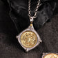 Double Headed Eagle Embossed Silver Inlaid Copper Pendant Necklace  Byzantine Style Vintage Antique Jewelry Gift