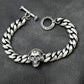 BOCAI Retro Style S925 Sterling Silver with Pattern Trendy Personalized Skull Bracelet for Men