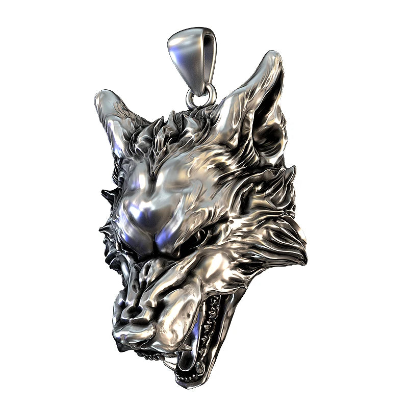 BOCAI Trendy S999 Sterling Silver Charms Pendants for Men Women Popular 3D Wolf Head Pure Argentum Amulet Jewelry Wholesale