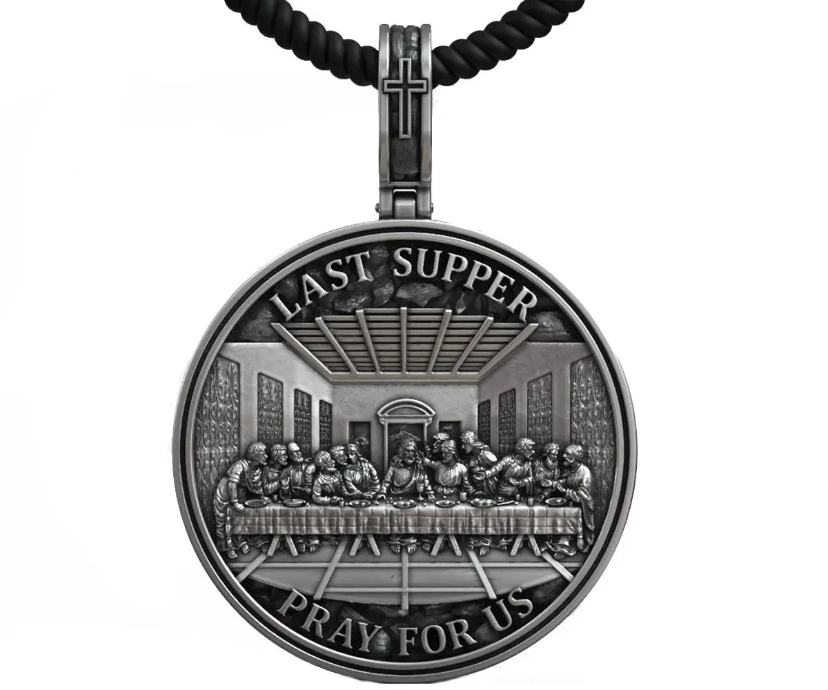 16g Jesus Christ The Last Supper Prayer Leonardo Pendant Religious Art Relief Customized 925 SOLID STERLING Silver High Trendy