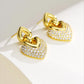 Vintage Heart 18k Yellow Gold Plated Diamond Earrings Silver 925 Jewelry Accessories