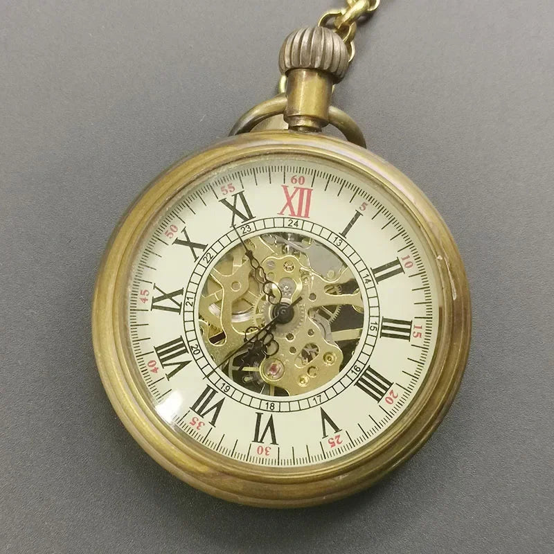 New Arrive Antique Vintage Mens Hand Wind High Quality Mechanical Pocket Watches with Chain PJX049