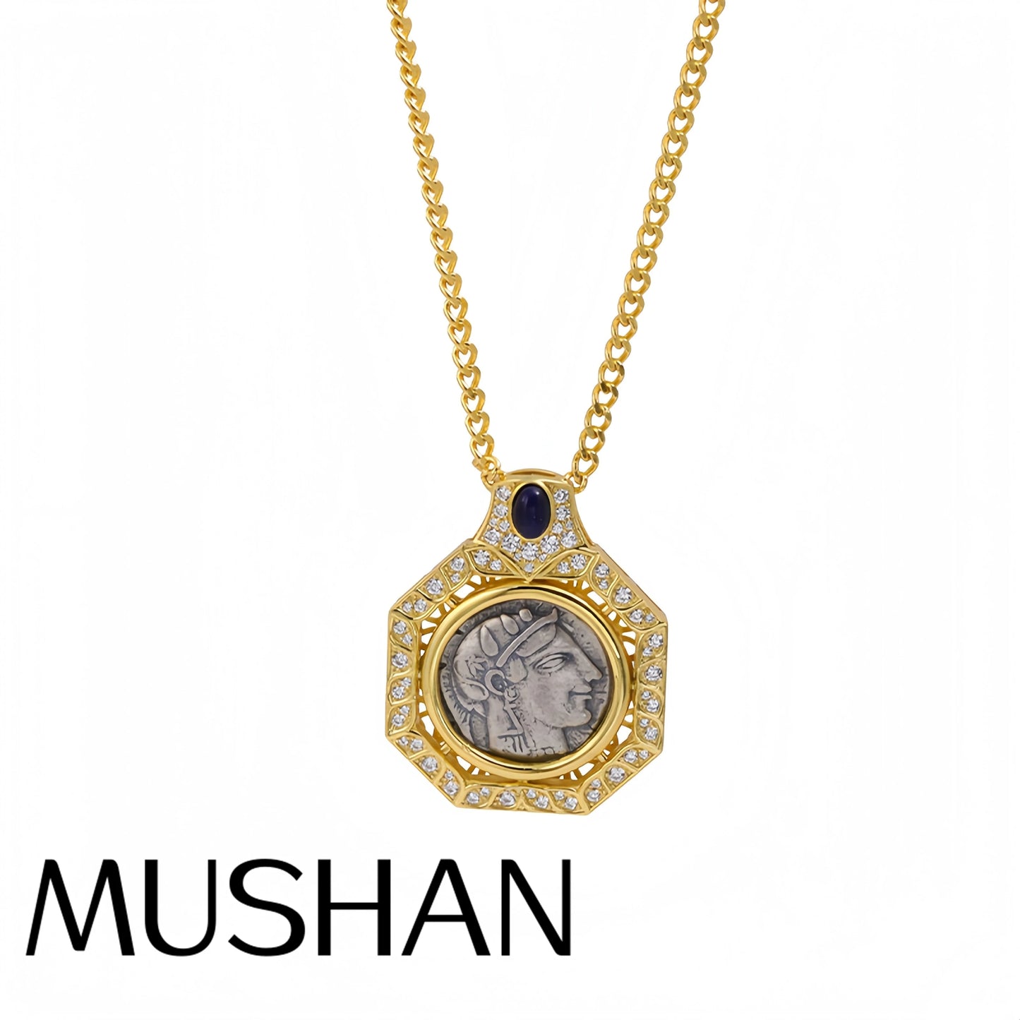 Mushan Luxury Brand  High Quality Retro Athena Women Necklace 925 Sterling Silver Sweater Chain  Fashion Jewelry