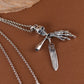 BOCAI New S925 Silver Retro Personalized Trendy Hip Hop Skull Feather Bone Claw Bowling Bottle Men's Pendant