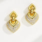 Vintage Heart 18k Yellow Gold Plated Diamond Earrings Silver 925 Jewelry Accessories