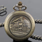Antique Steampunk Train Engraved Quartz Pocket Watch Half Hunter Fob Chain Watches Men's Accessories Best Pendant Gift