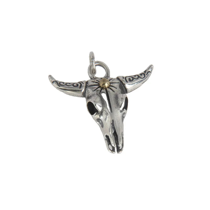 Real s925 Sterling Silver Pendant For Men Retro And Domineering Bull Head Pendant European And American Punk Style Jewelry
