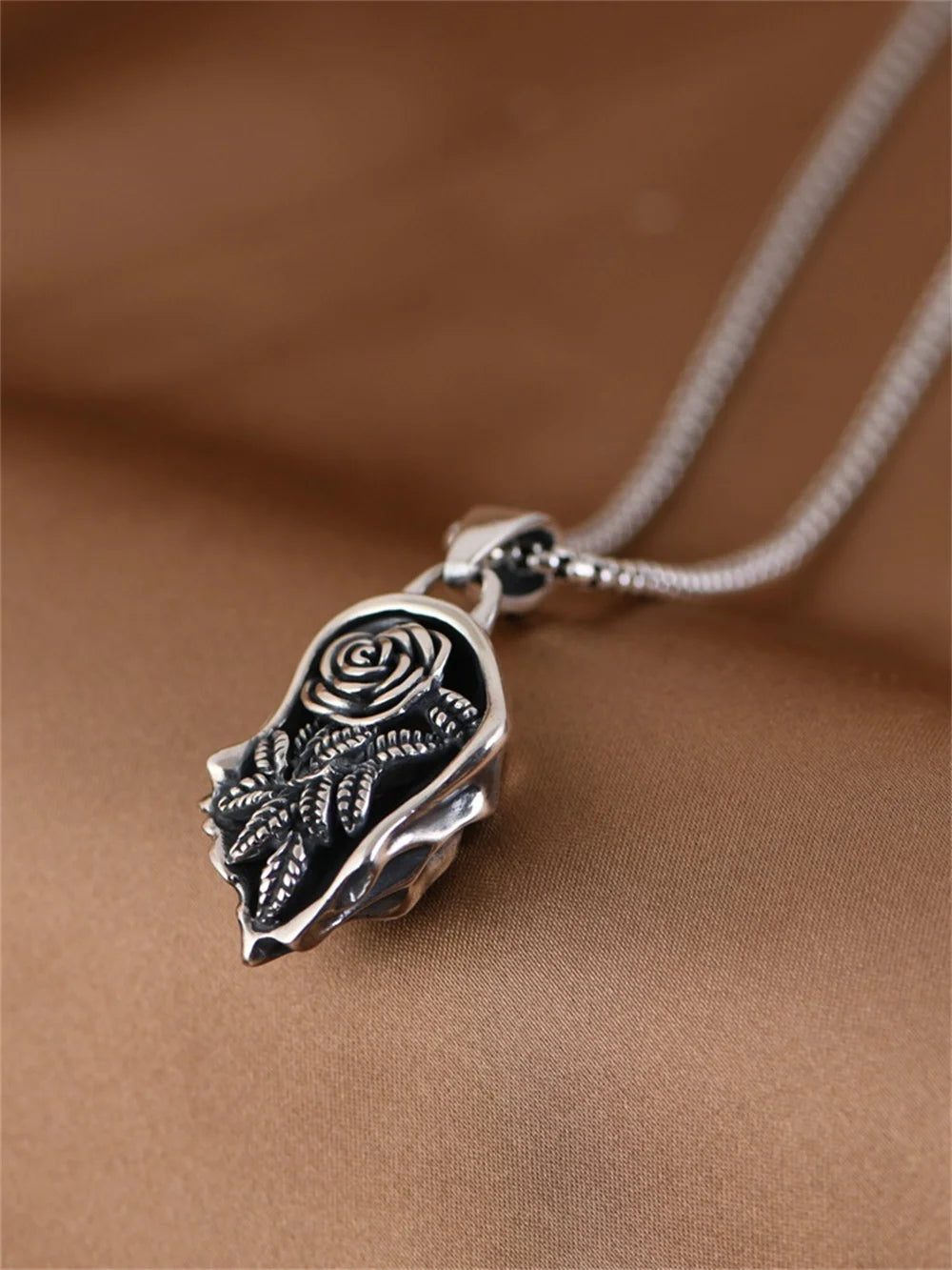 Genuine BOCAI S925 Sterling Silver Pendants for Women Men New Fashion Relief Rose Goddess Punk Vintage Jewelry Wholesale