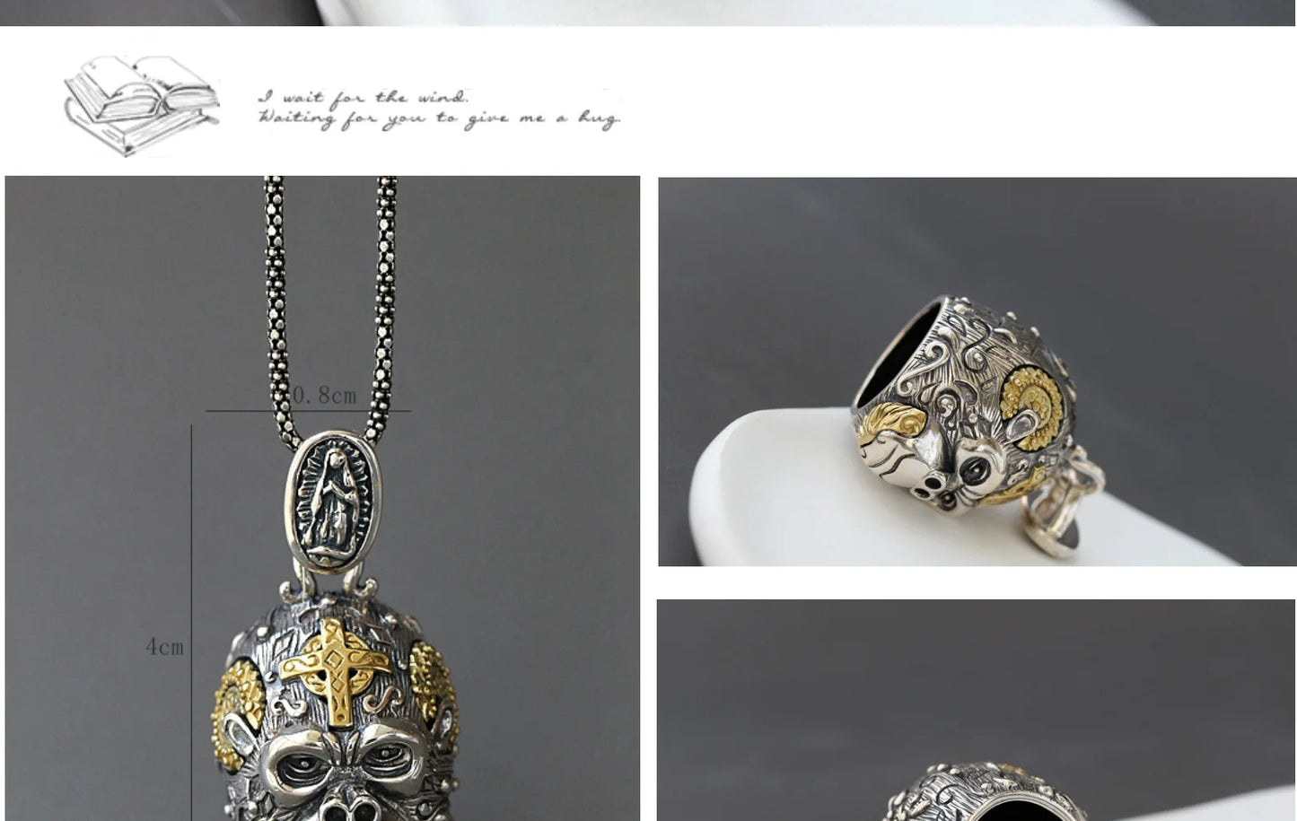 BOCAI New Real S925 Silver Jewelry Gorilla  Ｎon-Ｍainstream Punk  Ｖintage Personality Ｍan Pendant Christmas Gift