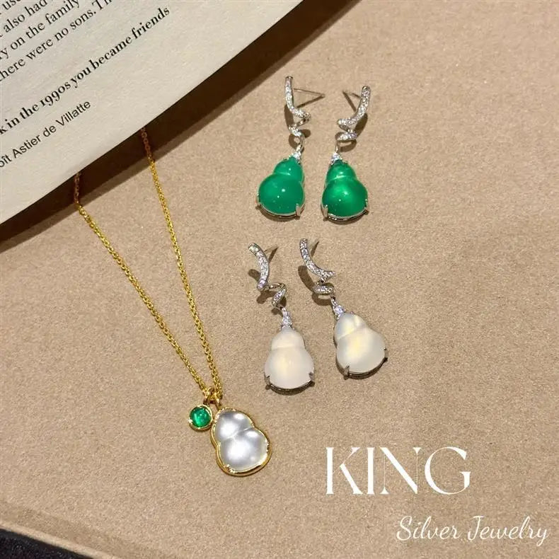 599 Years Old Luck Meeting Earrings S925 Silver Plated New Chinese Style Agate Retro Pure Silver Ear Jewelry Women's Fashion