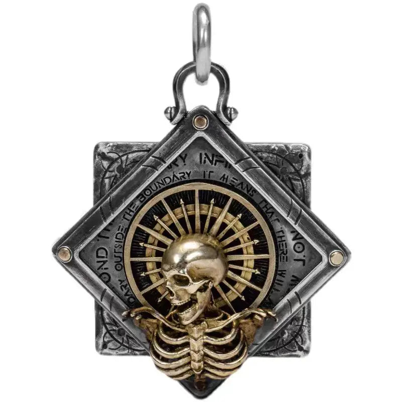 Skeleton Starlight Skull Pendant 925 Silver Fidget Spinner Retro Men's Original Design Silver Jewelry