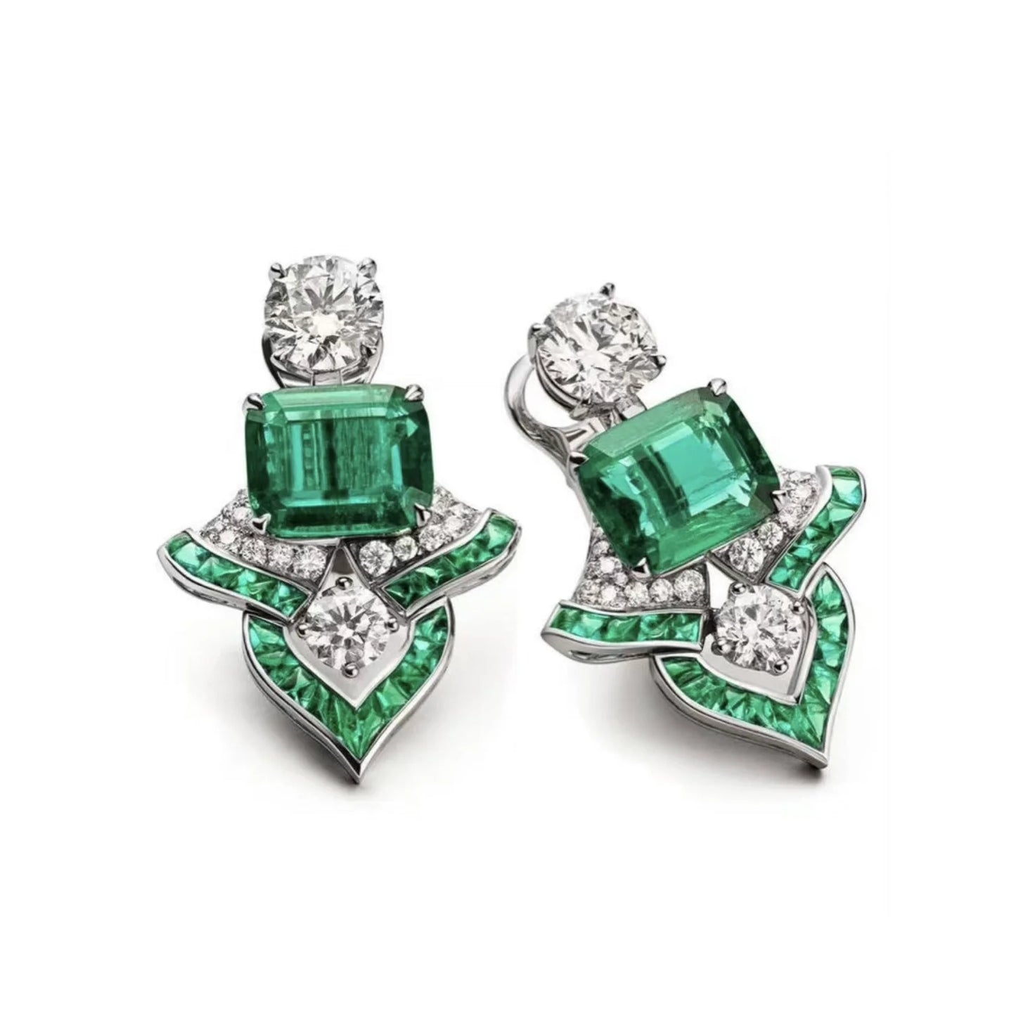 WUIHA Vintage 925 Sterling Silver Lab Sapphire Emerald High Carbon Diamonds Gemstone Ear Studs Earrings Fine Jewelry Wholesale