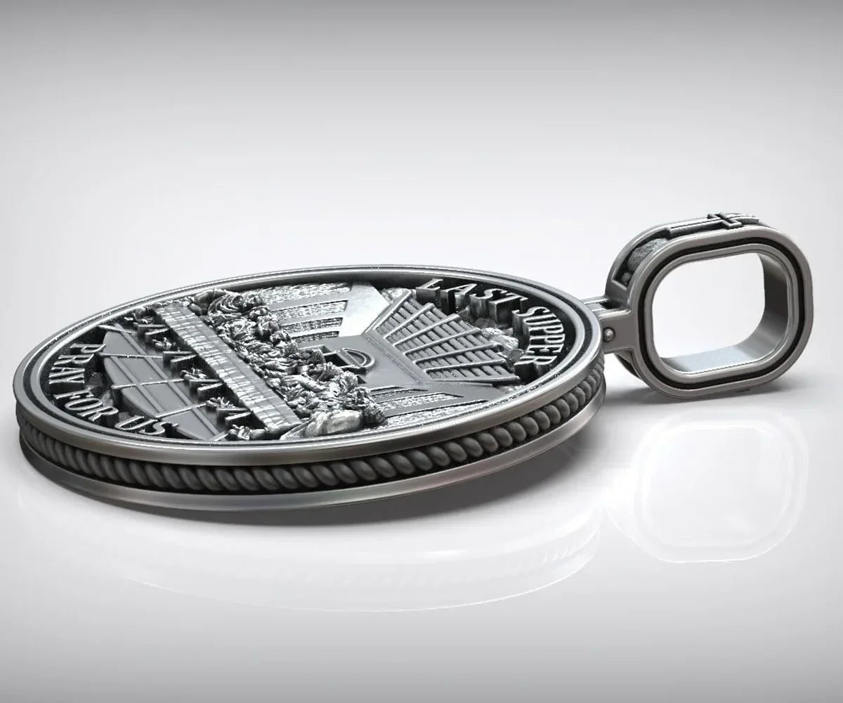 16g Jesus Christ The Last Supper Prayer Leonardo Pendant Religious Art Relief Customized 925 SOLID STERLING Silver High Trendy