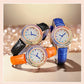 Women Fashion Quartz Watch Light Luxury Brand All Sky Star Leather Strap Diamond Jewelry Crystal Ladies Wristwatches Gift