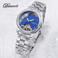 Ladies Flywheel double hollowed luxury fashion casual luminous leather watch with automatic mechanical waterproof wristwatch
