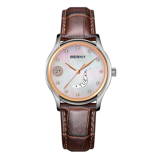 Quartz Wristwatches Calendar Clock Vintage Brown Leather Ladies Wristwatch Luxury Fashion Elegant Women Watches Waterproof 3Bar