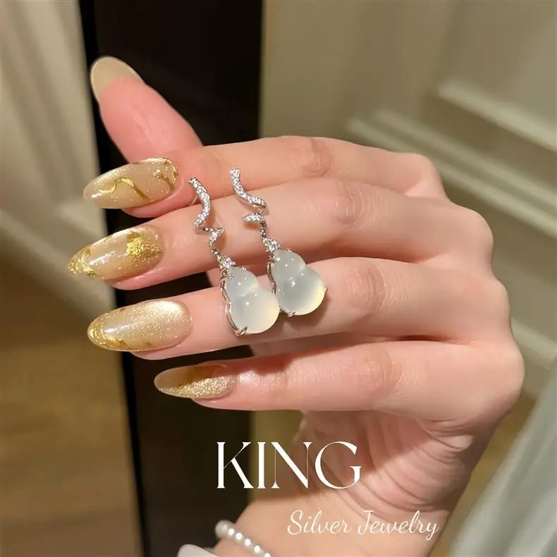 599 Years Old Luck Meeting Earrings S925 Silver Plated New Chinese Style Agate Retro Pure Silver Ear Jewelry Women's Fashion