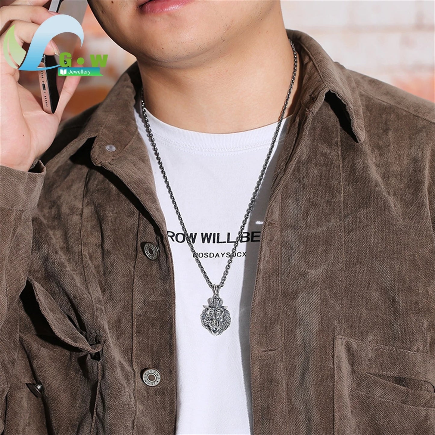 925 Sterling Silver White Tiger Zodiac Pendant Necklace for Men Hip Hop Vintage  Jewelry Gift Unique Handmade Craft Accessory