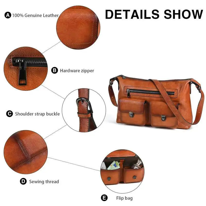 Women's Genuine Leather Underarm Bag Large Capacity Shoulder Bag for Work Commuter Spacious Hobo Bag MOTAORA
