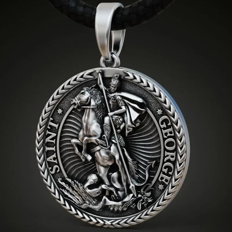 15g Saint George and the Dragon Round Pendant  Customized 925 SOLID STERLING Silver High Trendy