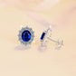 New blue sapphire earrings s925 pure silver sunflower ear jewelry set vintage high-end jewelry moissanite wedding jewelry