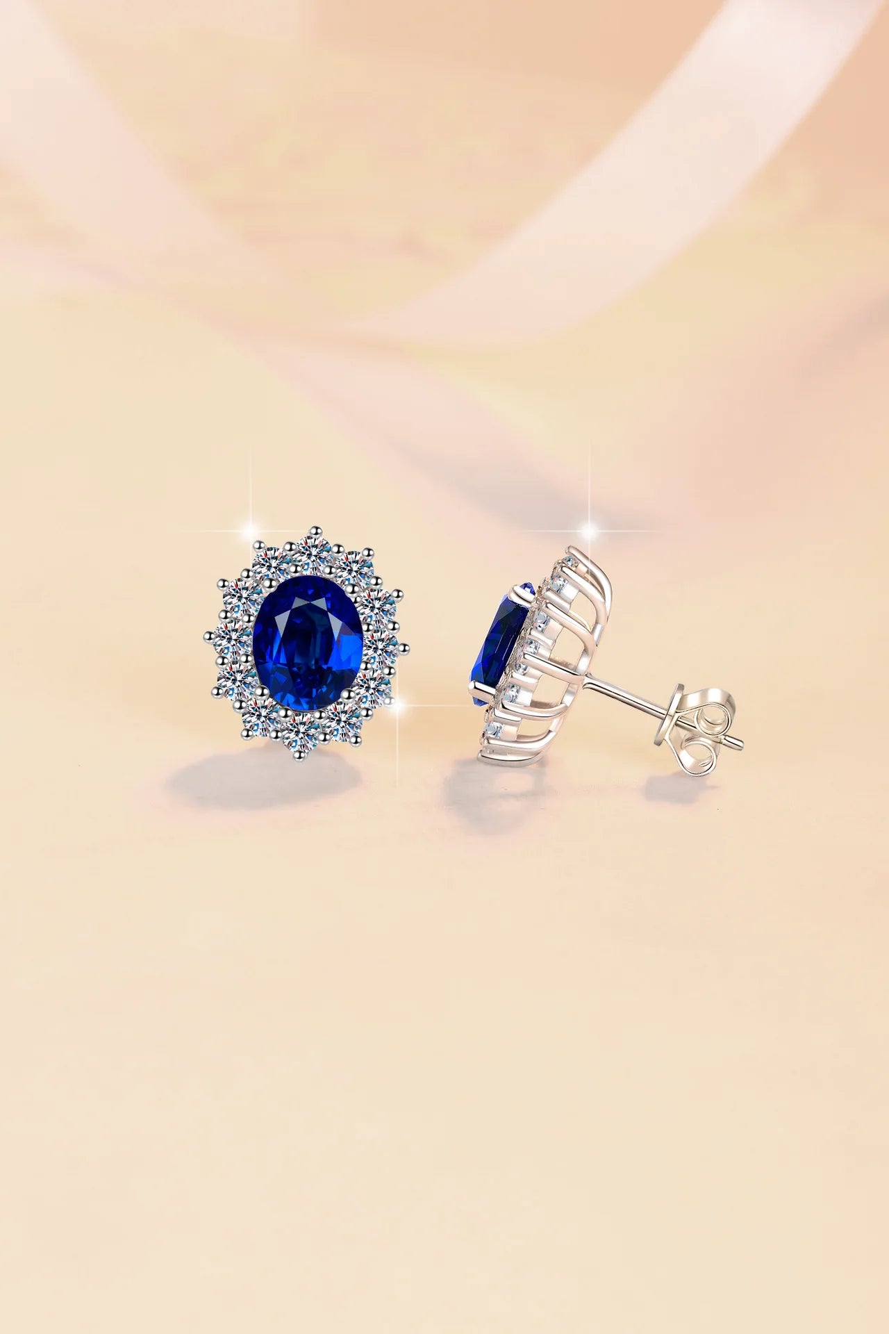 New blue sapphire earrings s925 pure silver sunflower ear jewelry set vintage high-end jewelry moissanite wedding jewelry