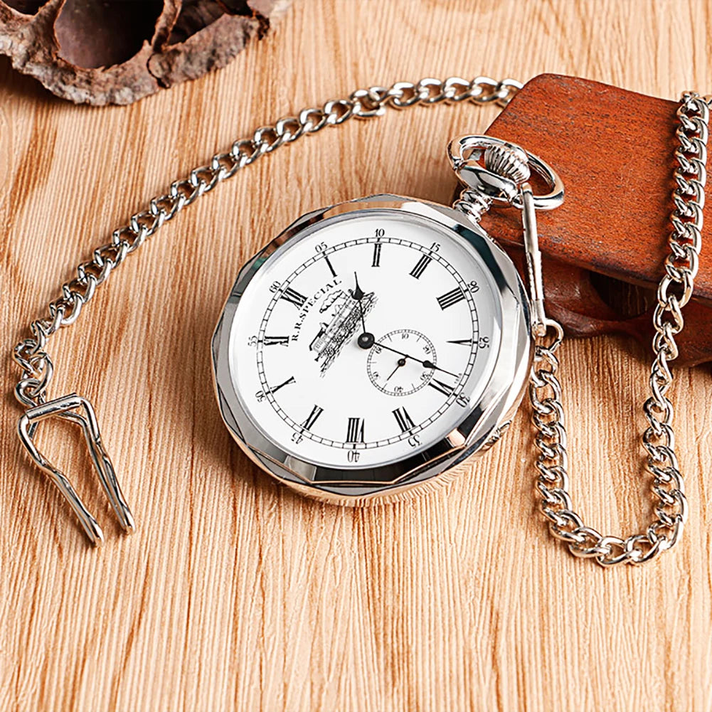 Steampunk Antique Stylish Mechanical Hand Winding Men Pocket Watch Unique Dial Design Open Face Pendant Luxury Pocket Clock Man