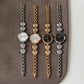 Luxury Antique Ladies Bracelet Round Metal Textured Quartz Watch Stainless Steel Waterproof Women's Watch