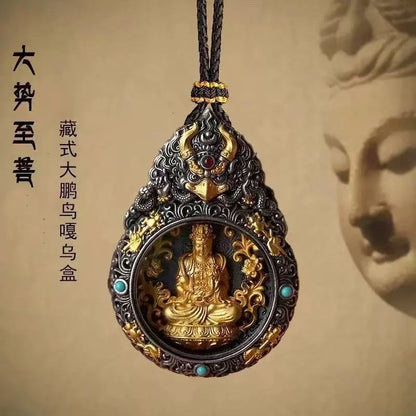 Blessing Yellow Jambhala Tathagata Avalokitesvara Necklace For Men Jewelry Ethnic Style Relief Roc Box Buddha Pendant Women Gift