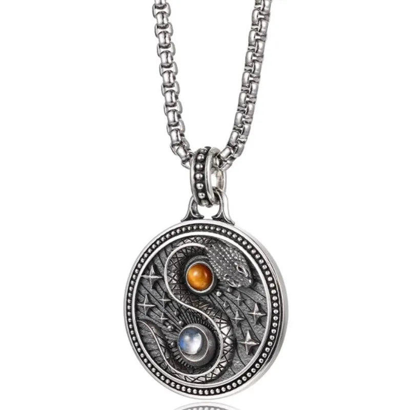 Necklace Pendant Real 925 Sterling Silver Snake Inlaid Tiger Eye Stone Luxury Fine Jewellery Woman Man 2025 St Valentine Day P36