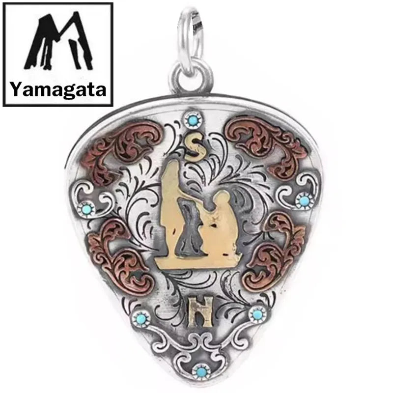 Necklace Pendant Real S990 Sterling Silver Romantic Love Guitar Pick Box Luxury Jewelry Woman Man 2025 Gift Envíos Gratis P21
