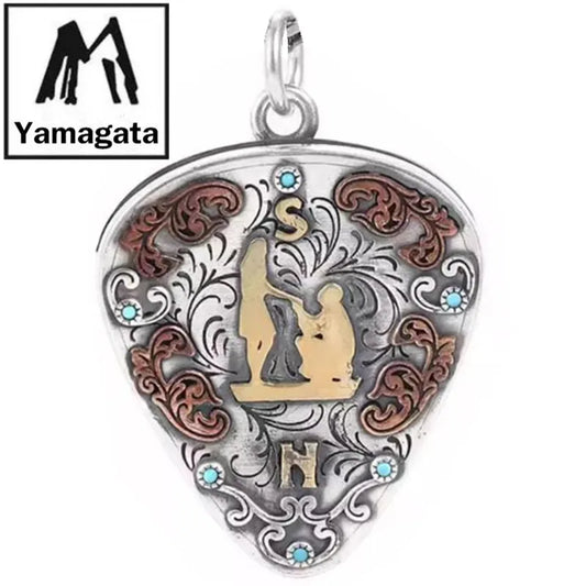 Necklace Pendant Real S990 Sterling Silver Romantic Love Guitar Pick Box Luxury Jewelry Woman Man 2025 Gift Envíos Gratis P21