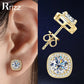 Rrjzz Classic Square 1CT Moissanit Women Earrings with Certificate 925 Sterling Silver Vintage Stud Ear for Wedding Fine Jewelry