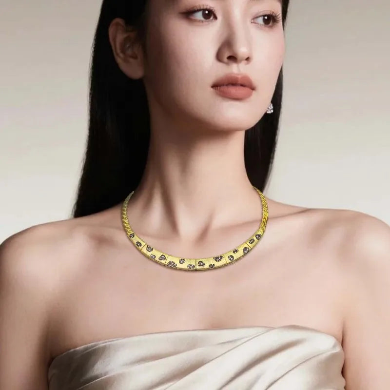 ZOCA S925 Sterling Silver Gold Color Necklace Panther Spot Retro High-end Women's Jewelry