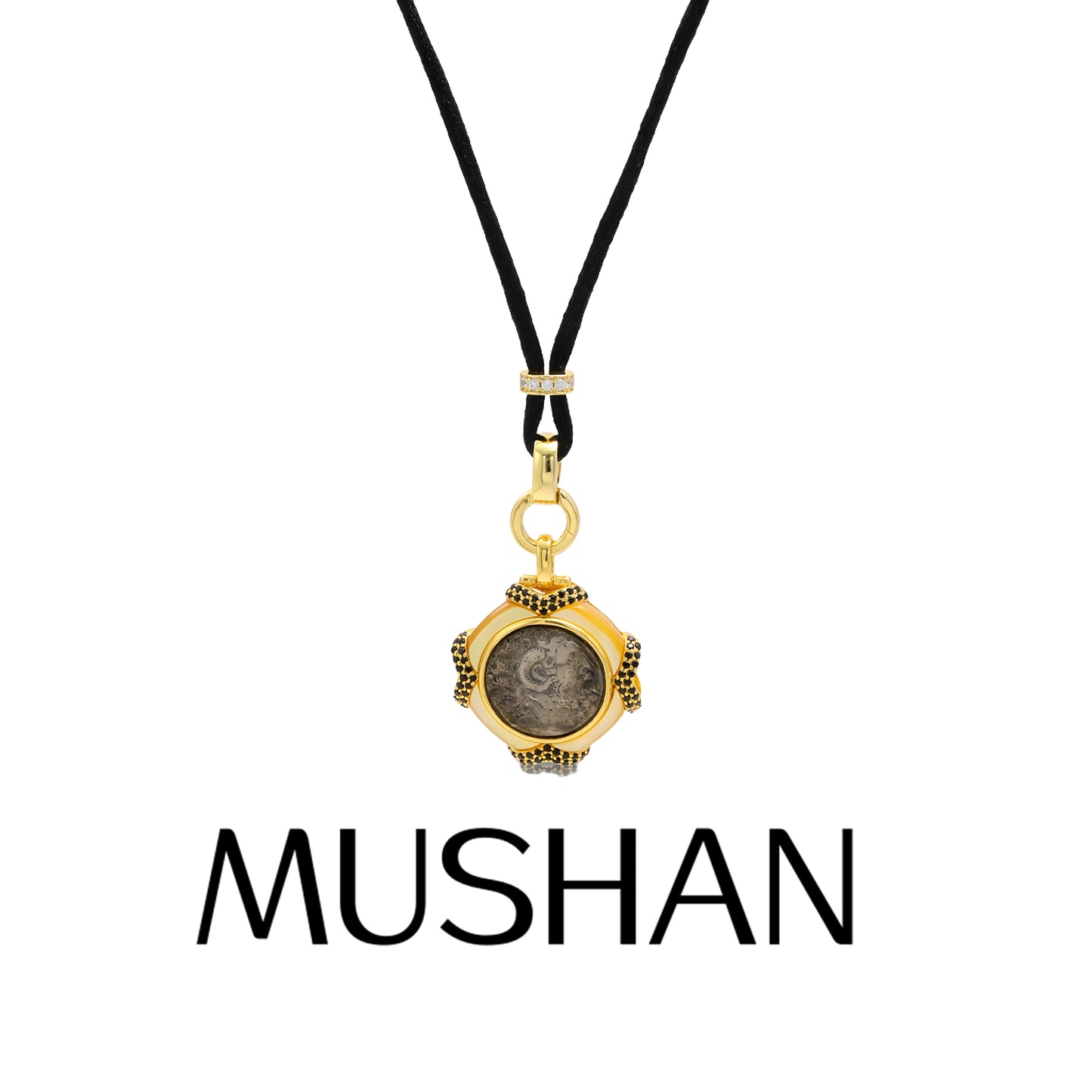 MuShan Luxury Brand Ancient Greek Sheep Horn Emperor Coin Necklace 18k Gold Plated 925 Sterling Silver Pendant Necklaces Jewelry