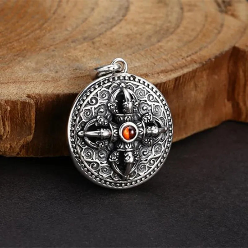 2025 Trend Vintage Necklace Pendant Real Sterling Silver 925 Vajra Cloud Inlaid Ruby Luxury Brand Fine Jewellery Man Woman P12