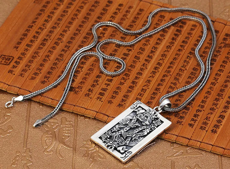 S925 sterling silver trendy retro creative personality poker card K pendant men's Thai silver punk style skull pendant