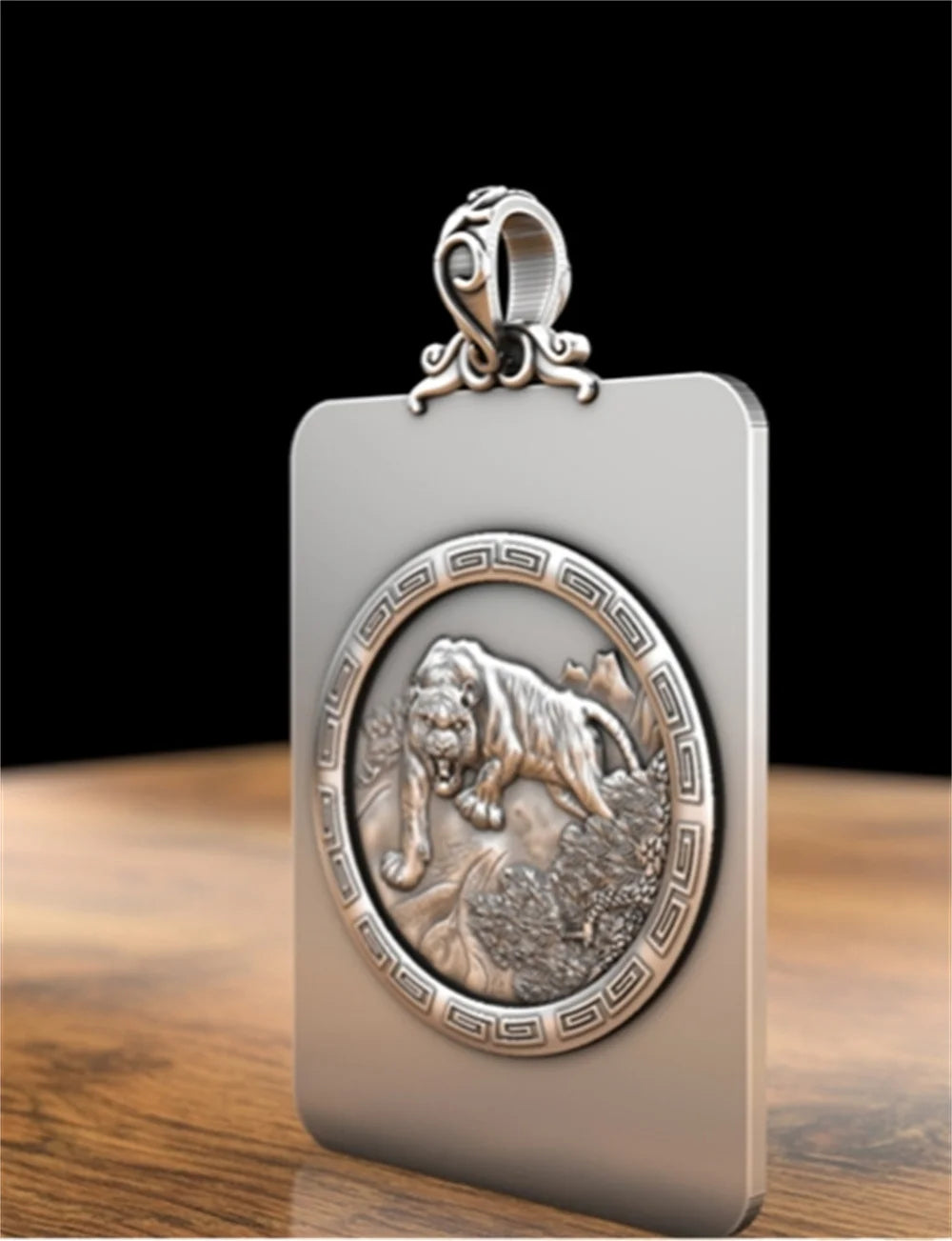 BOCAI S999 Sterling Silver Charms Pendants for Women Men New Fashion Solid Zodiac Tiger Square Punk Jewelry Amulet Wholesale