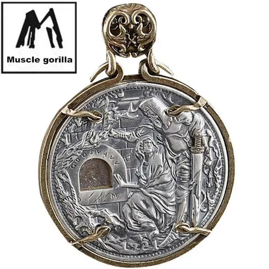 Necklace Pendant 925 Sterling Silver Holy Grail Wandering Coin Knight Sword Drawing Mechanism Women Man Luxury Jewelry 2025 P46