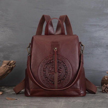 MOTAORA New Handmade Cowhide Backpack For Women's Large Capacity Genuine Leather Handbag Retro Travel Shoulder Bag Schoolbag