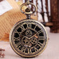 Antique Hollow Roman Number Gear Wheel Design Mechanical Pocket Watch Retro Pendant Clock Gifts for Men Women